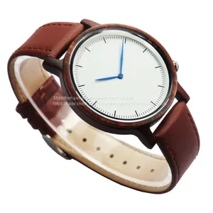 Eco-friendly Handmade Genuine Leather Bands Wooden Wrist Watch thumbnail-3
