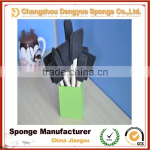 Black PU Sponge Soft Filter Foam Drawing Painting Craft Foam Brush With Wooden Handle thumbnail-3