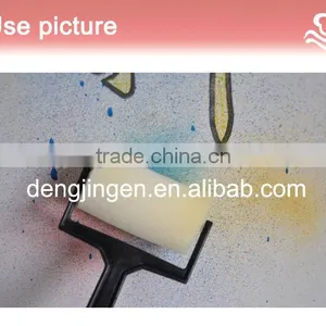 Plastic Wooden Handle Poly-brush Oil Painting Drawing Tools Artwork Stain Foam Roller Brush thumbnail-1