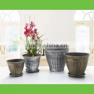 Round Flower Pot,flower Pot,gold and Silver Planters thumbnail-1