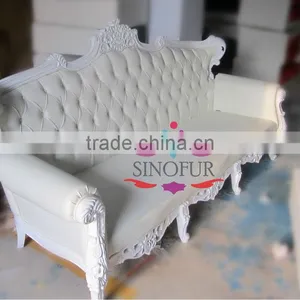 Classical Model White Wooden Baroque Sofa thumbnail-1