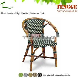 TG15-0162 Antique Style Bamboo Look Woven Rattan French Bistro Armchairs thumbnail-1