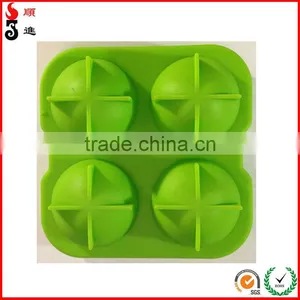 New Round Ice Balls Maker Silicone Tray Four Large Sphere Molds thumbnail-1