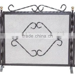 Antique Brass Steel Fireplace Screen for Sale thumbnail-1