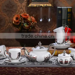 2017 New Porcelain Ceramic Silver Tea Set With Pot thumbnail-1