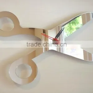 Scissors Mirror Sticker Clock thumbnail-1