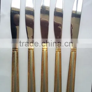Winolaz Stainless Steel Dinner Knife With Gold Plating Handle thumbnail-1