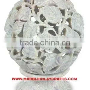 White Soapstone Decorative Candle Holder thumbnail-1