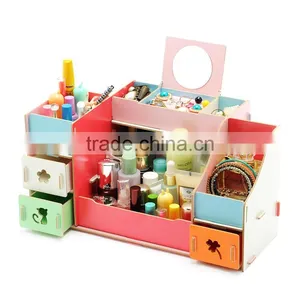 The New Large Wooden Box The Cat DIY Cosmetic Storage Box Desktop Drawer Storage thumbnail-1