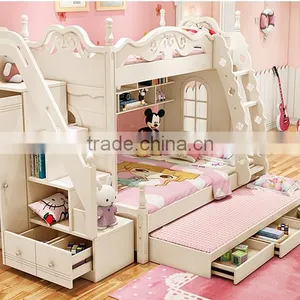 Wooden Kids Bunk Bed With Wardrobe Stairs Bedroom Furniture Bunk for Children Furniture thumbnail-1