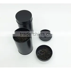 Plain Black Round Tea Tin Box With Inner Lid thumbnail-4