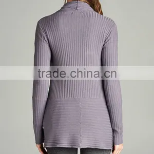 Latest Design Ladies Sweater Western Apparel Romantic Layer Knitted Ribbed Gray New Fashion Cardigan 2017 Women thumbnail-4