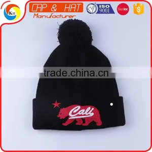 100% Acrylic Jacquard Knitted Hat Wither Embroidery CC Beanie thumbnail-1