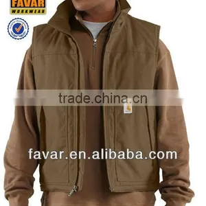Men's Sleeveless Quilted Canvas Waistcoat Work Vest Workwear thumbnail-1