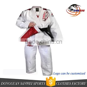 Custom Embroidery Patches Japanese Kimono Uniform 100% Cotton Pearl Weave Fabric With Embroidery and Woven Patches Bjj gi thumbnail-2