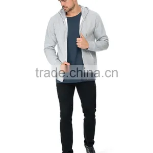 Men's Cheap Plain Grey 100 Polyester Hooded Sweatshirt thumbnail-4