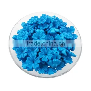 Blue Matte Flower Acrylic Beads Charm Custom Flower Plastic Beads Diy Flower Beads for Jewelry thumbnail-1