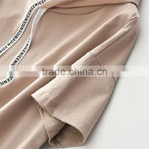 Wholesale Custom 80 Cotton 20 Polyester Women Pullover Short Sleeve Hoody thumbnail-5