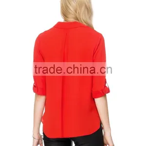 Relaxed Fit Classic Shirt Colloar Ladies Office Shirt Elegant Office Clothing thumbnail-3