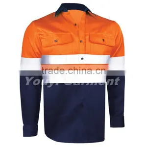 Hi-vis Mens Two Tone 100 Cotton Work Shirts thumbnail-2