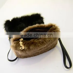 Fashion Warm Winter Handbags, Faux Fur Women Bag Purse With Chain, Fake Fur Ladies Shopping Bag thumbnail-5