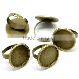 10PCs Antique Bronze Adjustable Rings Blank Settings 18.3mm US 8 Ring Setting thumbnail-3