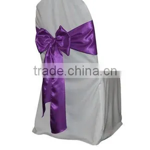 Wedding Satin Chair Sashes and White Polyester Banquet Chair Cover thumbnail-1