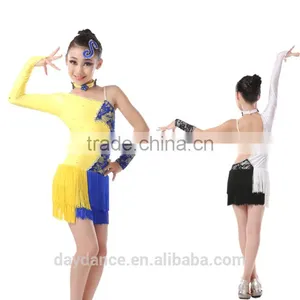 Girls Children Open Back Spliced Unequal Latin Dance Dress Kids Samba Tango Salsa Tassel Competition Dress thumbnail-2
