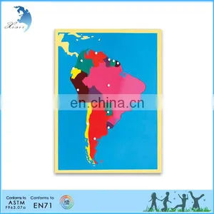 Wholesale Montessori Wooden World Map Baby Toys Educational thumbnail-1