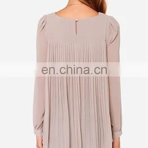 CHEFON Casual Chic Look Dip Hem Women Plus Size Blouse Chiffon Long Sleeve thumbnail-3