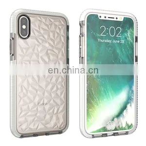 Diamond Pattern Lightweight Anti Drop Soft TPU + TPE Buffer Bar Back Cover Case for IPhone X thumbnail-6