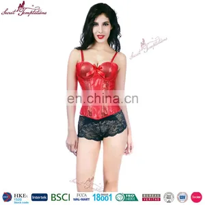 Wholesale Waist Shaper Sequins up With Bow Mature Lady Luxury Lingerie Women Sexy Red Corset thumbnail-1