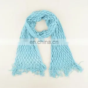 2017 Hollow Out Double Hook Flower Lady Warm Shawl Wool Scarf With Tassel thumbnail-6