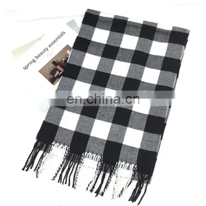 Acrylic Material Tassel Style Stripe Checked Scarf thumbnail-4