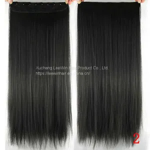 Straight Style 55Cm Single Color 5 Clips in Synthetic Hair Extension 100g-120g Matt Fiber 5pcs/lot thumbnail-2