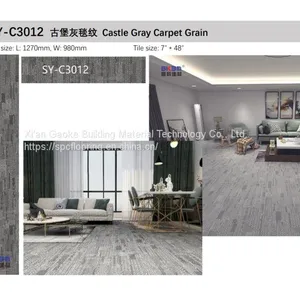 GKBM Greenpy SY-C3012 Eco-Friendly Waterproof Castle Grey Carpet 4mm Click Stone Plastic Composite SPC Flooring For Office thumbnail-5