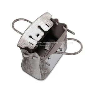 Gradient Himalayan Platinum Imported Nile Crocodile Leather Women's Handbag 25CM Support Customization thumbnail-4