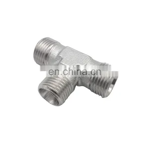 Male Hydraulic Hose Connection Reducing Tee y Pipe Fitting Connection Pipe thumbnail-1