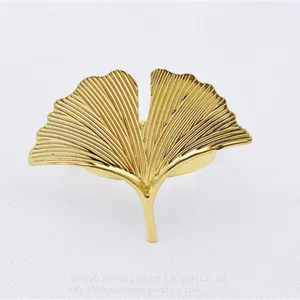 Ginkgo Leaf Plant Metal Napkin Rings Gold Table Cloth Napkin Buckle Holders thumbnail-4