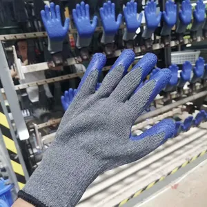 Wholesale Price 10Gauge TC Cotton Liner Crinkle Latex Coated Construction Contractor Gloves thumbnail-1
