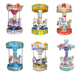 Pink Horse Playground Kids Kiddie Rotating Horses Ride Park Games Carousel For Child thumbnail-4