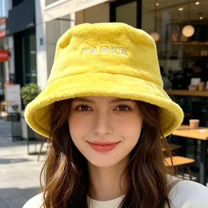 Plush Bucket Hats Custom Embroidery Logo Warm Fashion Bucket Hats thumbnail-1