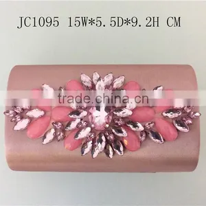 Fashion Acrylic Flower Decorated Satin Clutch Bag thumbnail-2