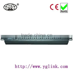 19"1.5U 7ways With Overload Protection USA Type PDU Power Distribution Unit Cabinet American Type PDU Rack PDU thumbnail-1