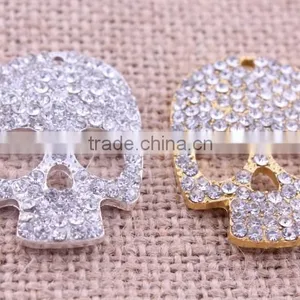 Halloween Skull Crystal Rhinestone Connector Charms ! Wholesale Crystal Glitter Sliver Connector for Bracelet Beads Making!! thumbnail-1