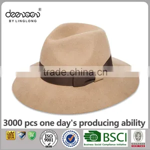 Custom Wide Brim Wool Felt Hat Wholesale Women Men Fedora Hat thumbnail-6