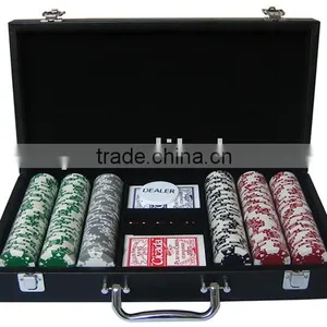 Leather Chip Game Set With 2 Decks Poker thumbnail-1