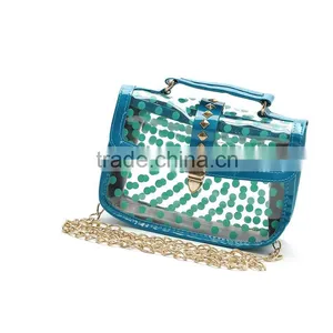 High Fashion Ladies Cheap Dot Clear Pvc Plastic Messenger Bag thumbnail-2
