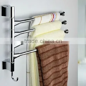 Quality Stainless Steel Wall Mounted Movable Towel Bars Rotating Bathroom Three or Four Towel Bars Rods thumbnail-1