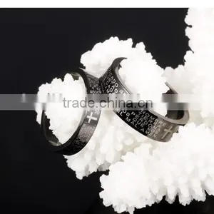 Fashion Design 2016 Black Plated Cross Stainless Steel Ring Engraving thumbnail-3